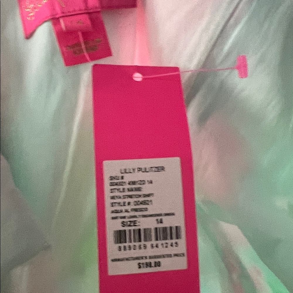 NWT Lilly Pulitzer size 14 Veya Stretch Shift in Agua Al Fresco - Picture 4 of 5